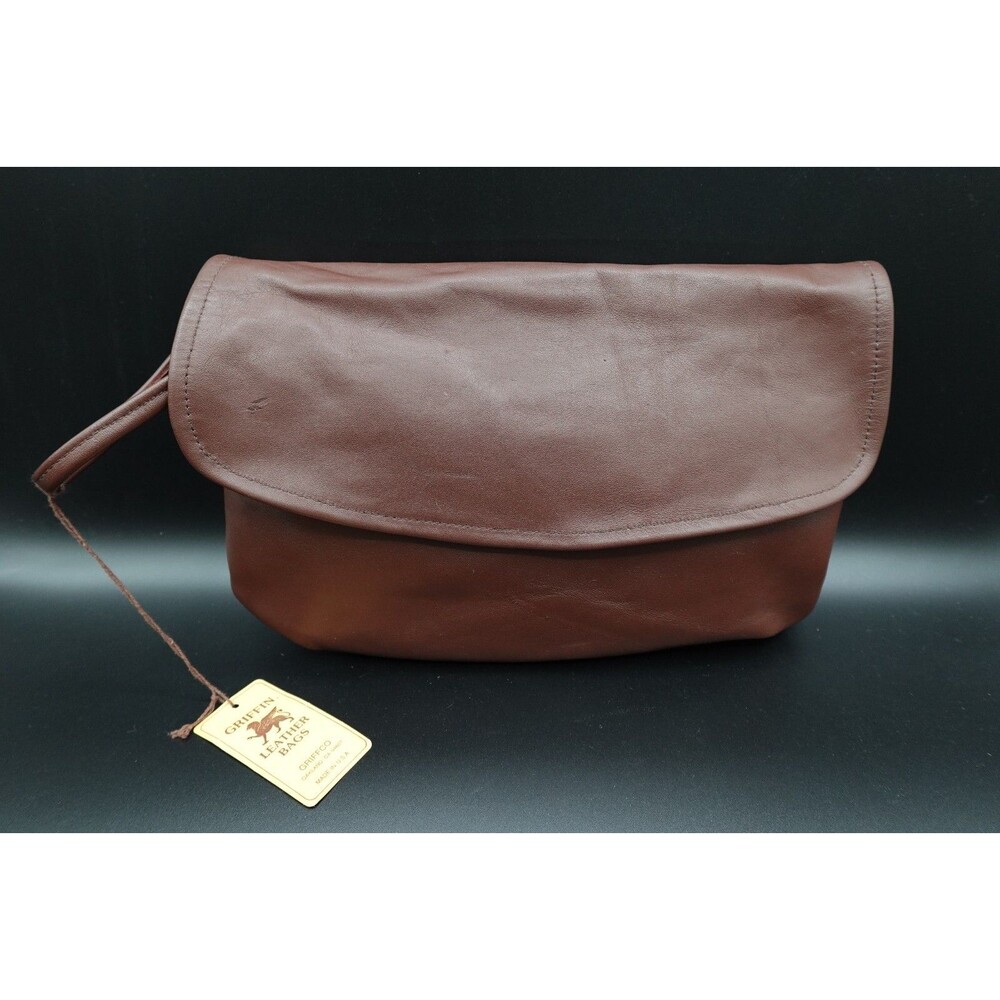 Griffco Griffin Women's Leather Bags VTG Wristlet Brown Purse Made In USA Size M